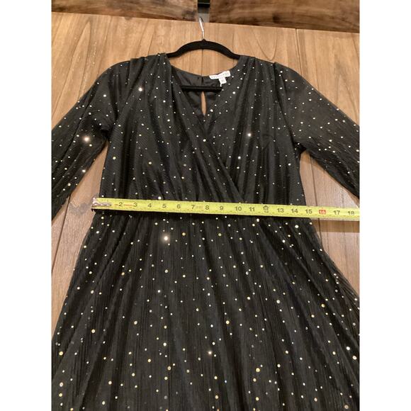 Baltic Born black Abigail sequin v neck Sparkle Gown maxi dress size XL NWT - Picture 4 of 11